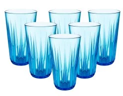 APS Trinkbecher 6er Set 300 Ml "CRYSTAL" In Blau Ø 8 Cm, H: 12,5 Cm