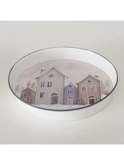 2er-Set: Tabletts "Houses" In Grau/ Beige - Ø 28 Cm -Günstiges Koch Zauber Geschäft boltze 2er set tabletts houses in grau beige o 28 cm 2