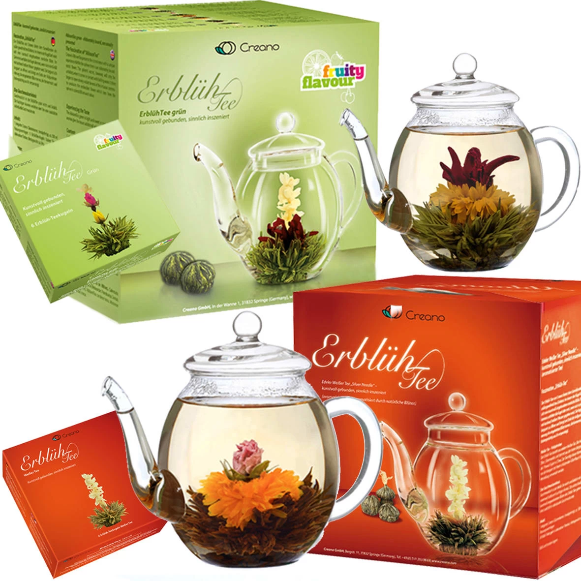 2x Teeblumen Geschenkset - 6x Grüner Tee + 6x Weißer Tee Inkl. Teekannen 0.5l 1 2x Teeblumen Geschenkset - 6x Grüner Tee + 6x Weißer Tee Inkl. Teekannen 0.5l