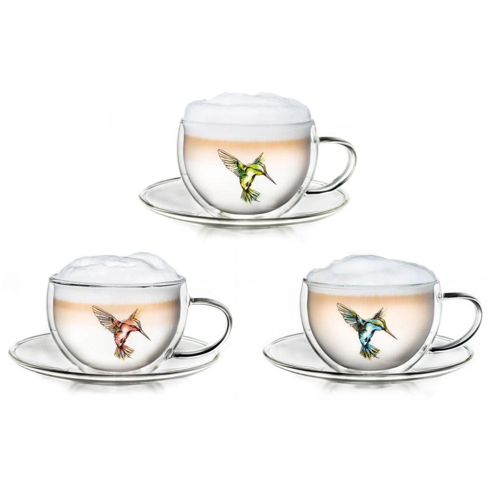 3er Set Thermo-Tasse "Hummi"mit Untersetzer In Bunt - 250ml 1 3er Set Thermo-Tasse "Hummi"mit Untersetzer In Bunt - 250ml
