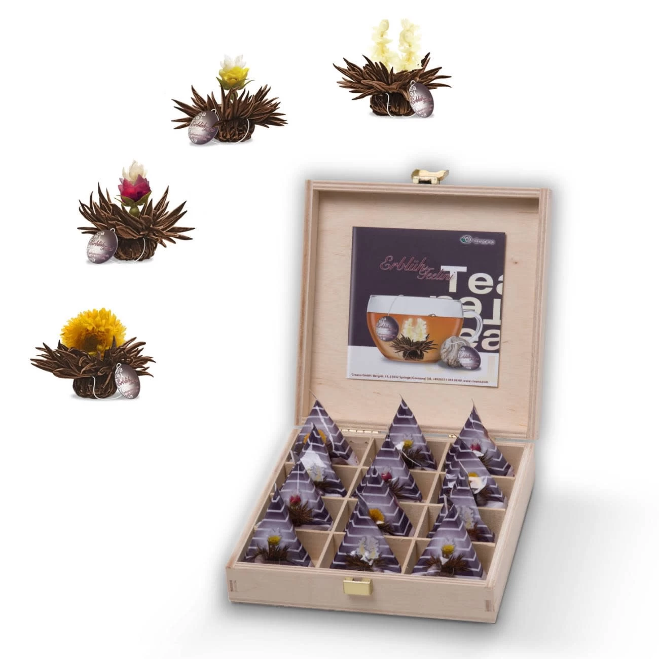 Holzpräsentbox "12er Teelini Schwarztee" 1 Holzpräsentbox "12er Teelini Schwarztee"