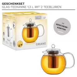 Teekannen-Geschenkset 1x Teekanne 1.3l Inkl. 2 Teeblumen Grüner + Weißer Tee -Günstiges Koch Zauber Geschäft creano teekannen geschenkset 1x teekanne 1 3l inkl 2 teeblumen gruner weisser tee 2