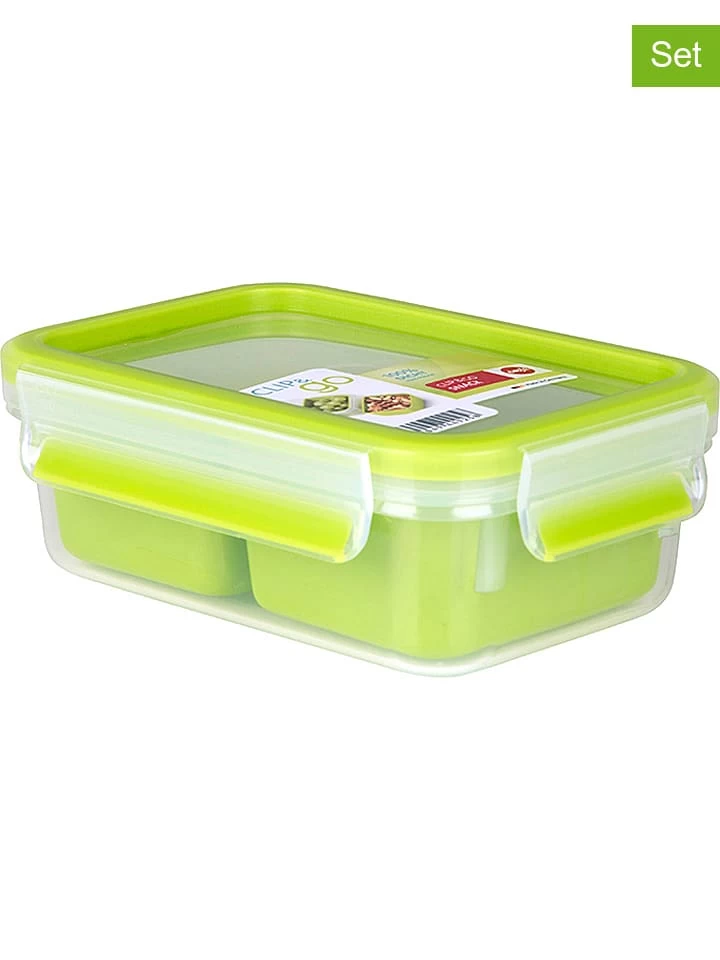 Emsa 2er-Set: Lunchboxen "Clip & Go" In Grün - 1 L 1 Emsa 2er-Set: Lunchboxen "Clip & Go" In Grün - 1 L