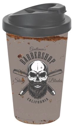 Coffee To Go Becher Barber Skull Bunt - 400ml