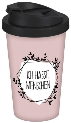 Coffee To Go Becher Ich Hasse Menschen In Rosa - 400 Ml