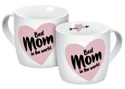 Tasse Best Mom In The World In Weiß/Rosa - 300 Ml