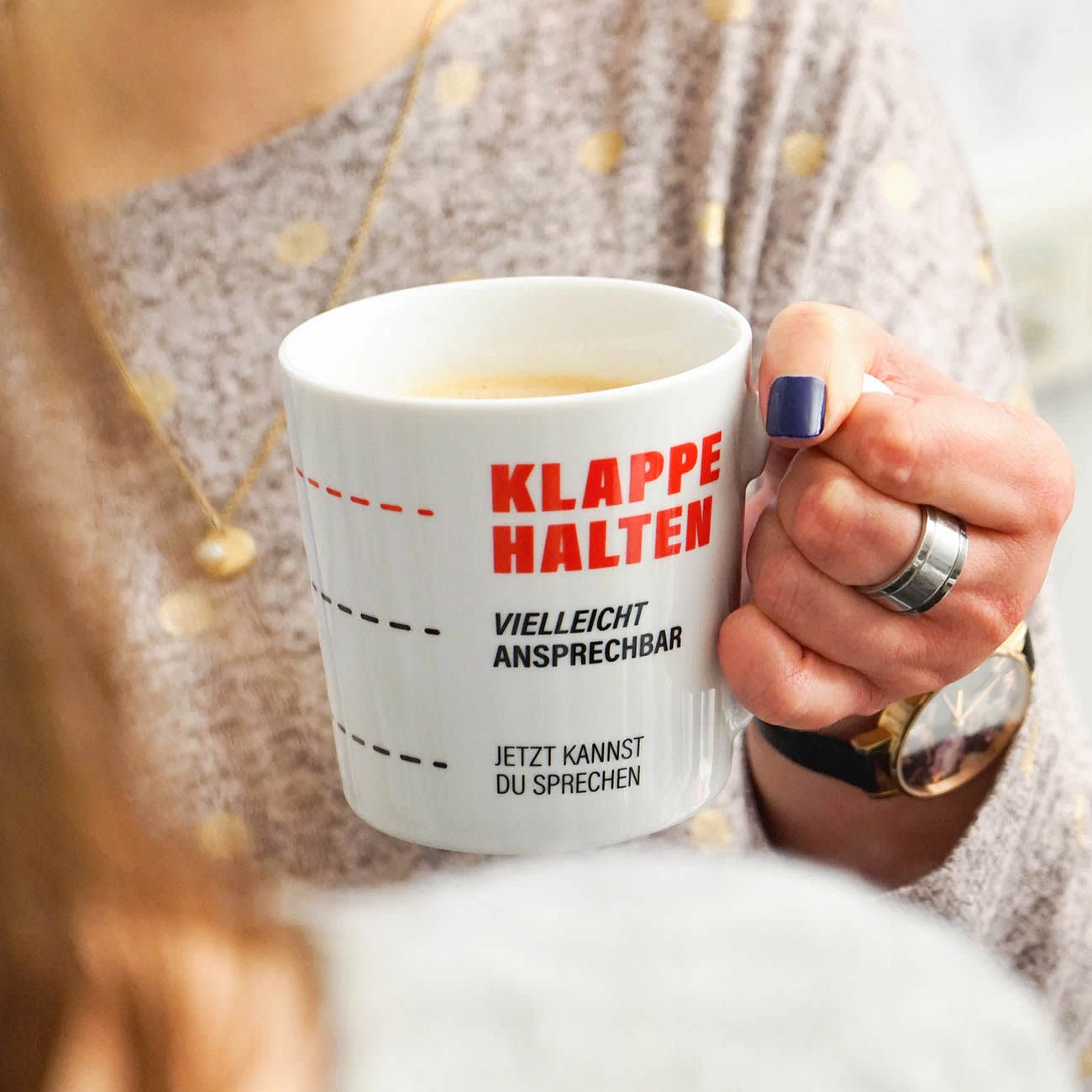 Tasse Klappe Halten In Weiß/ Schwarz - 350 Ml 4 Tasse Klappe Halten In Weiß/ Schwarz - 350 Ml – Bild 4