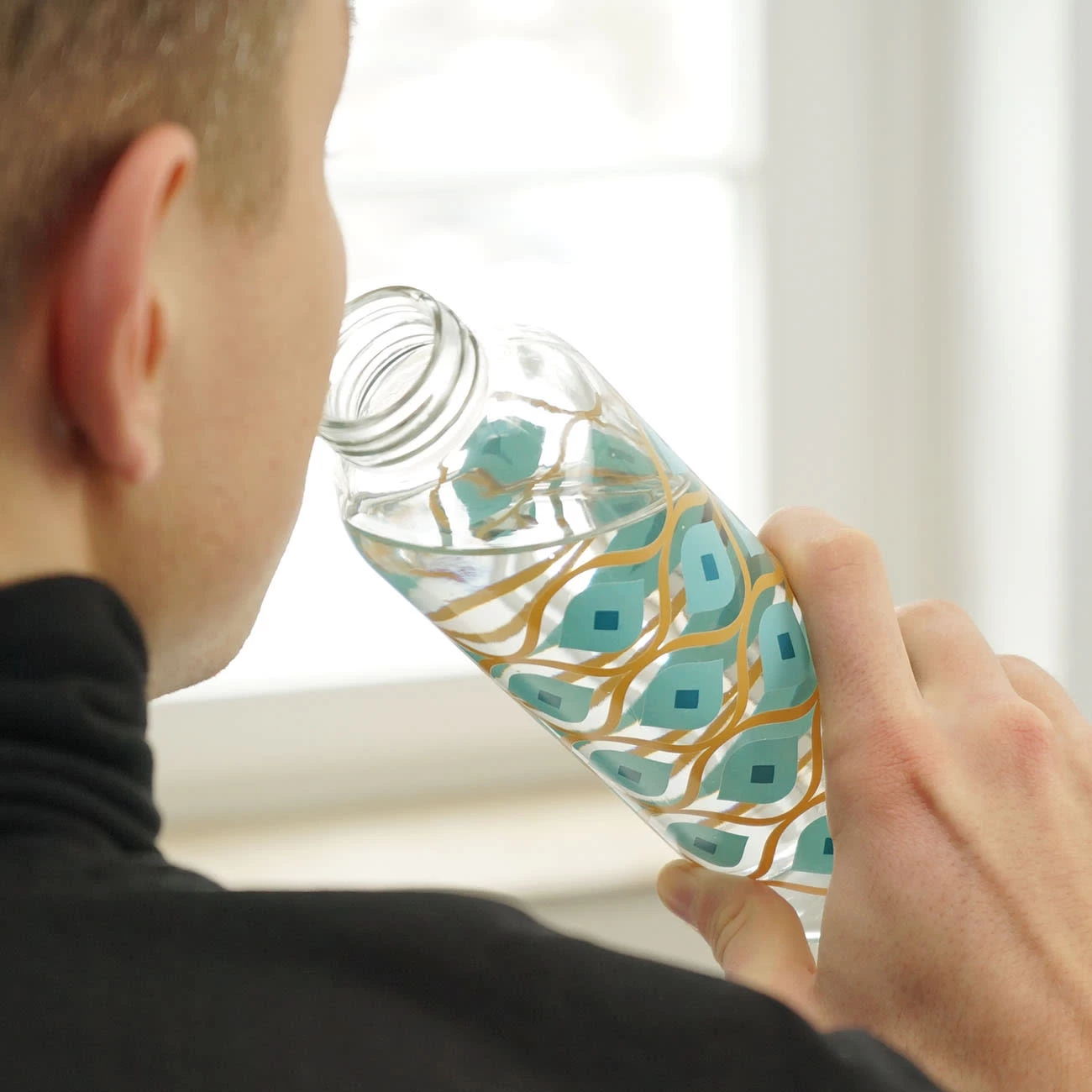 Trinkflasche Retro Glas In Blau - 500 Ml 2 Trinkflasche Retro Glas In Blau - 500 Ml – Bild 2