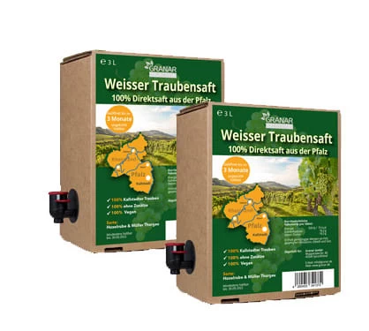 2 X 3 Liter-Box Weißer Traubensaft Aus Der Pfalz, Direktsaft, Vegan, Mild 1 2 X 3 Liter-Box Weißer Traubensaft Aus Der Pfalz, Direktsaft, Vegan, Mild