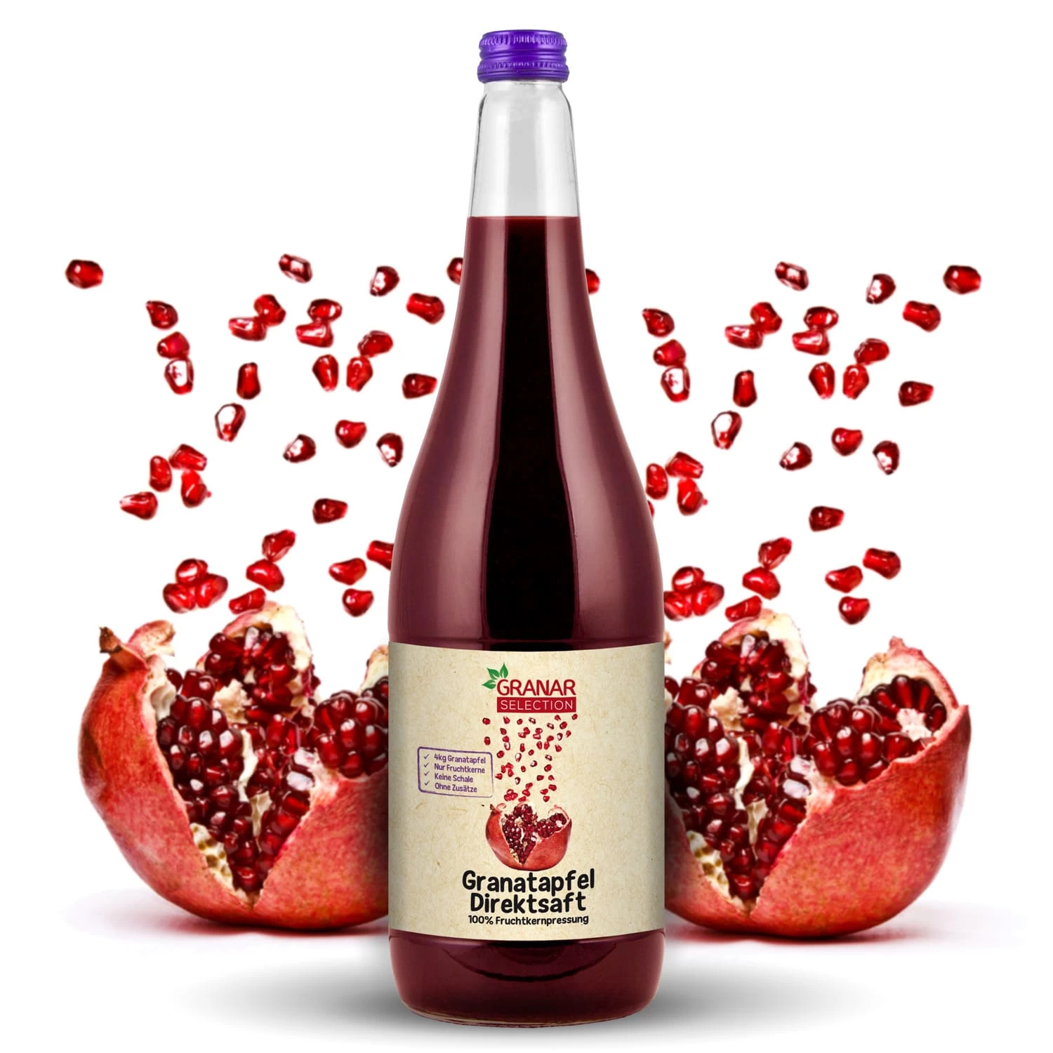 3 X 1 Liter Granatapfel Direktsaft Aus Kernpressung 2 3 X 1 Liter Granatapfel Direktsaft Aus Kernpressung – Bild 2