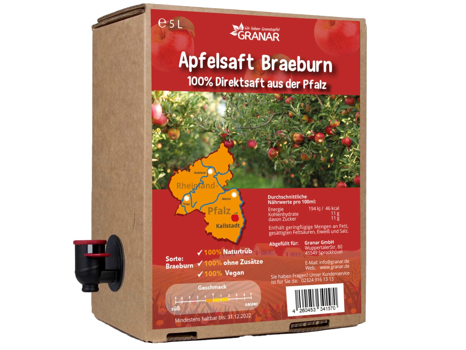 5L Braeburn Apfel Direktsaft, Vegan, Kaltgepresst, Box 1 5L Braeburn Apfel Direktsaft, Vegan, Kaltgepresst, Box