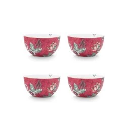 Pip Studio 4er-set: Geschirr "Set/4 Bowls Flower Festival" In Rosa - (D) 12cm