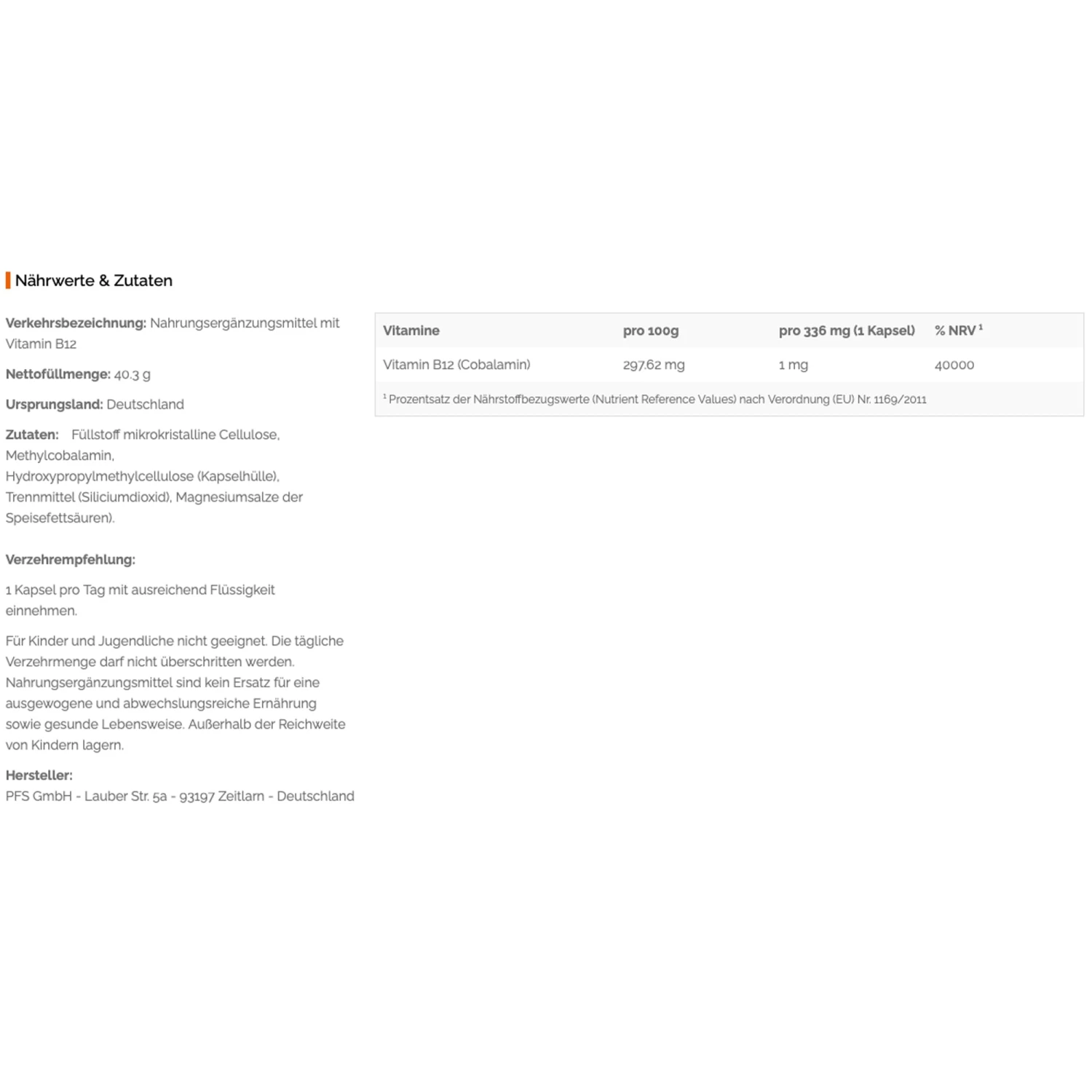 Vitamin B12 In Geschmacksneutral 2 Vitamin B12 In Geschmacksneutral – Bild 2