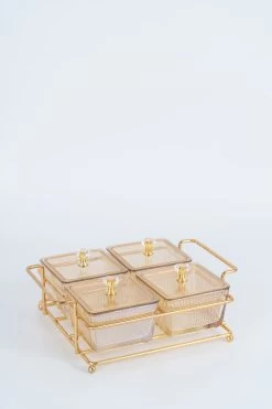 4tlg. Vorspeisenschale In Gold