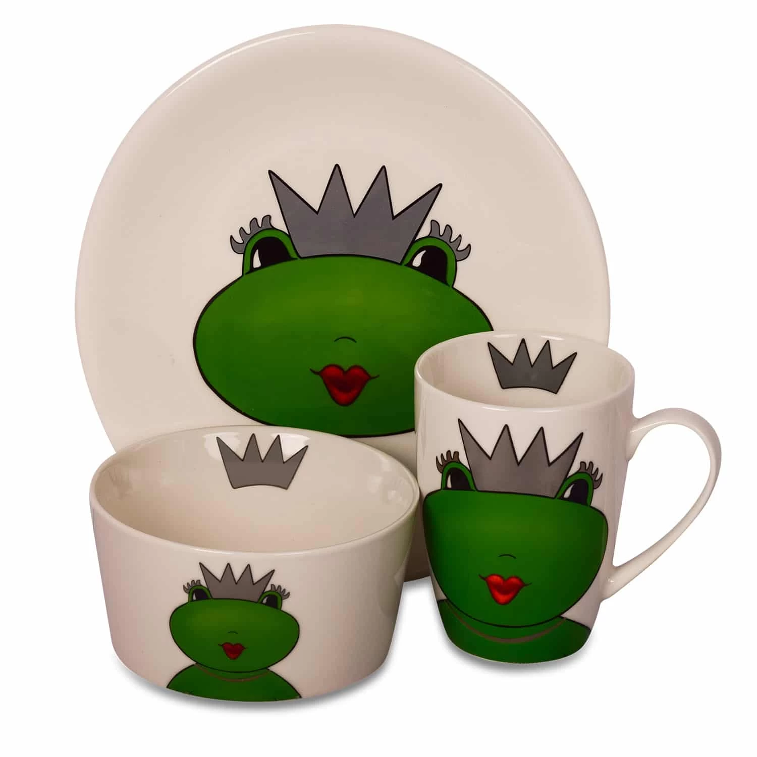 3tlg.-Set: Geschirr-Set „Froschkönigin Kate“ In Bunt 2 3tlg.-Set: Geschirr-Set „Froschkönigin Kate“ In Bunt – Bild 2