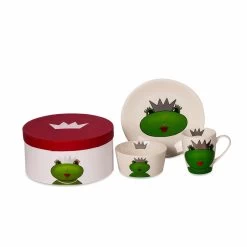 3tlg.-Set: Geschirr-Set „Froschkönigin Kate“ In Bunt